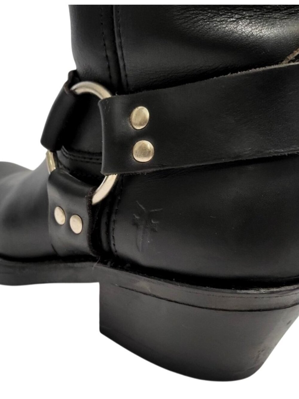 FRYE 8R Harness Short Boot Black Oiled Leather Western Cowgirl Moto Engineer - Picture 7 of 11